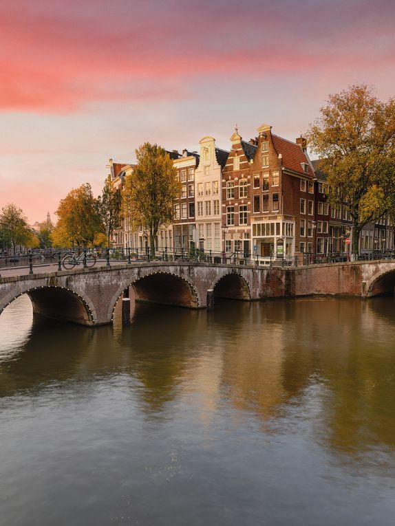 Image of Amsterdam during sunset